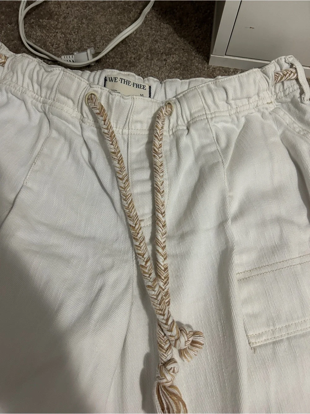 We The Free Wide-Leg Cargo Pants in White